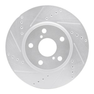 Lexus IS250 Brake Rotor (1) - Front - R1 Concepts - Drilled & Slotted - Silver - `06-`15